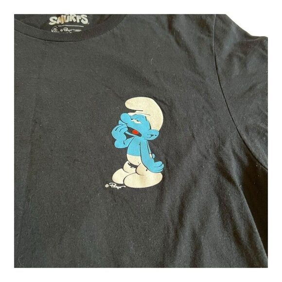 The Smurfs Mushroom Short Sleeve Lazy Sleepy Smurf Cartoon T-Shirt Retro Size M - Picture 3 of 7